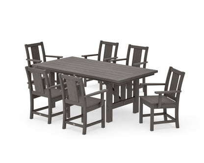 POLYWOOD Prairie Arm Chair 7-Piece Mission Dining Set in Driftwood