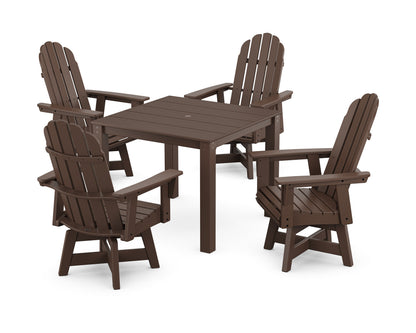 POLYWOOD Vineyard Curveback Adirondack 5-Piece Parsons Swivel Dining Set in Mahogany