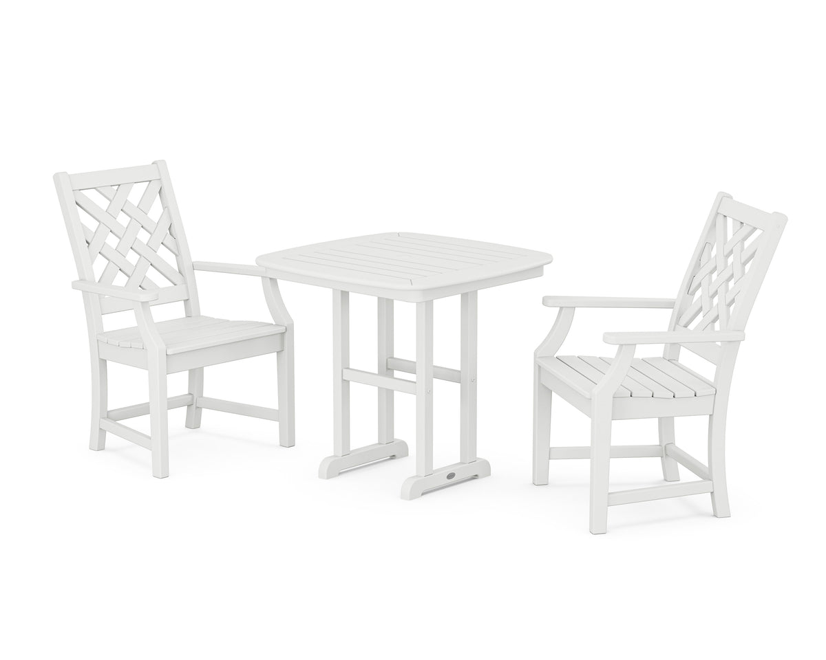 POLYWOOD Wovendale 3-Piece Dining Set in White