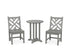 POLYWOOD Chippendale Side Chair 3-Piece Round Bistro Dining Set in Slate Grey