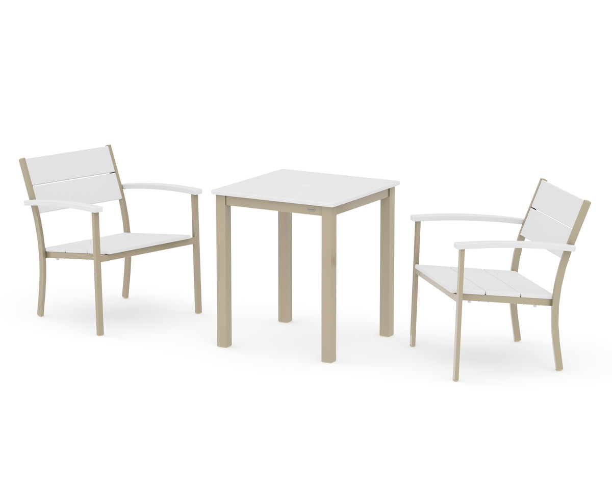 POLYWOOD Main Street 3-Piece Square Dining Set in Sand / White