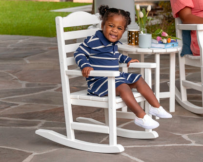 Lifestyle photo of the POLYWOOD Savannah Kids Rocking Chair