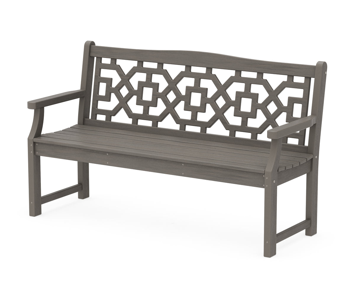 POLYWOOD Chinoiserie 60" Garden Bench in Driftwood