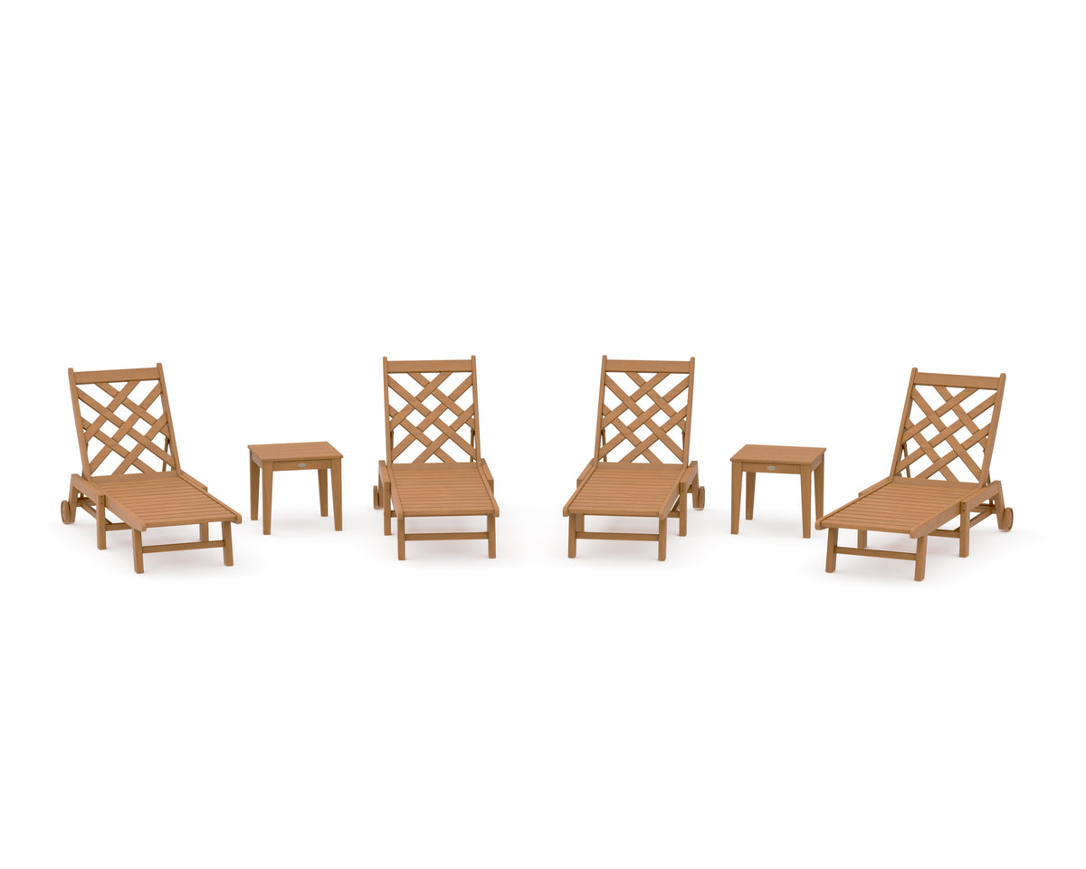 POLYWOOD Wovendale 6-Piece Chaise Set with Wheels in Natural