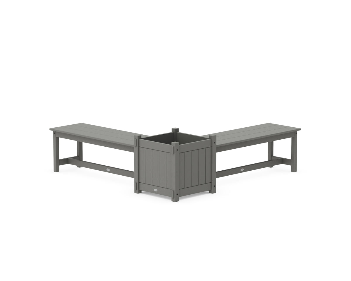 POLYWOOD 48" Vineyard L-Shaped Planter Bench Set - Large in Slate Grey