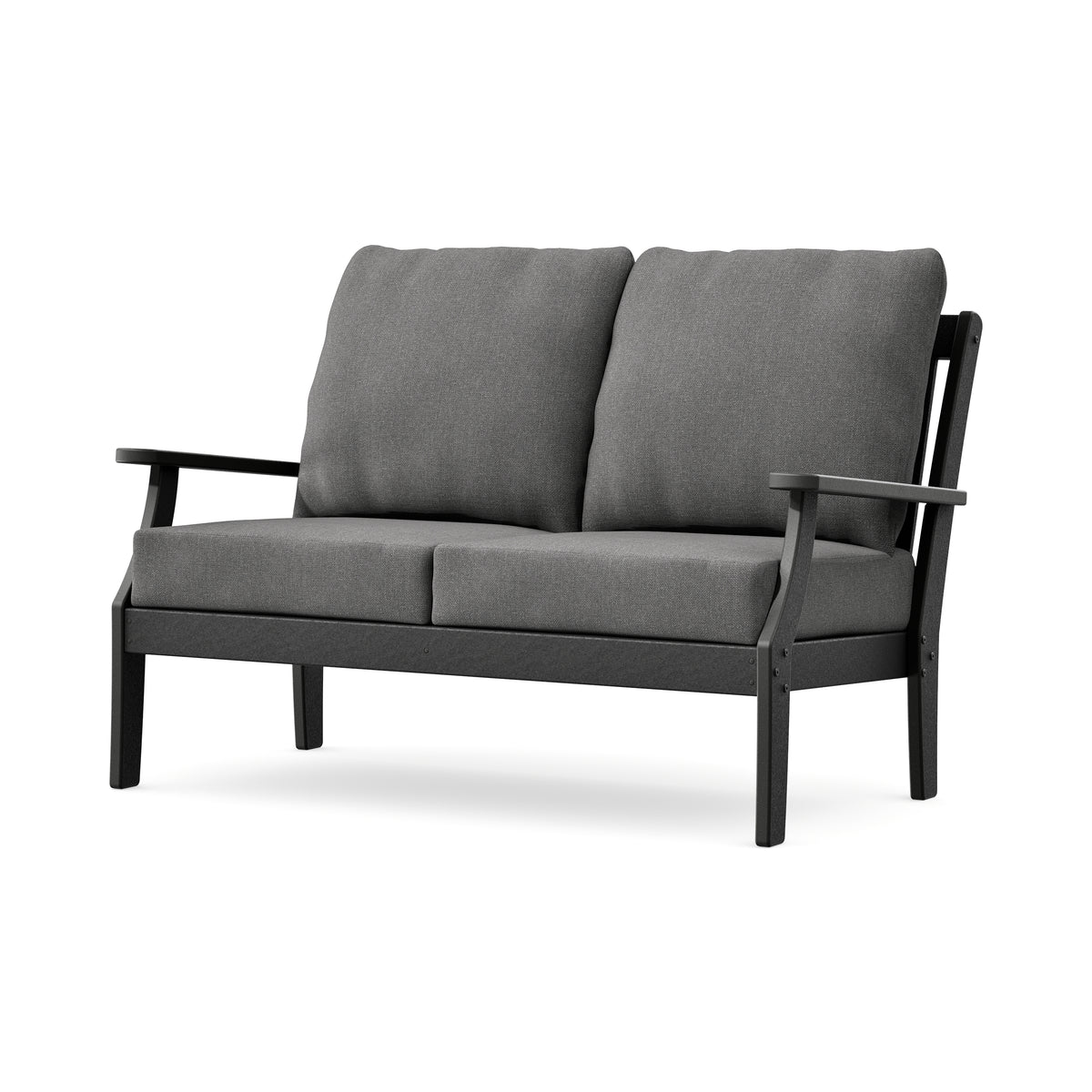 POLYWOOD Braxton Deep Seating Loveseat in Black / Ash Charcoal