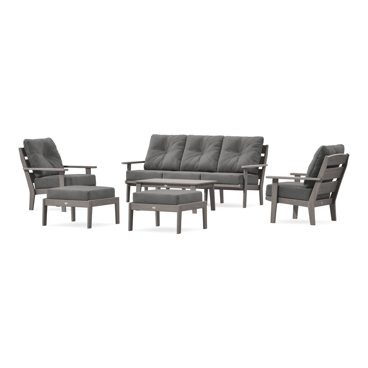 POLYWOOD Lakeside 6-Piece Lounge Sofa Set in Driftwood
