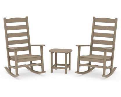 POLYWOOD Shaker 3-Piece Porch Rocking Chair Set in Vintage Sahara