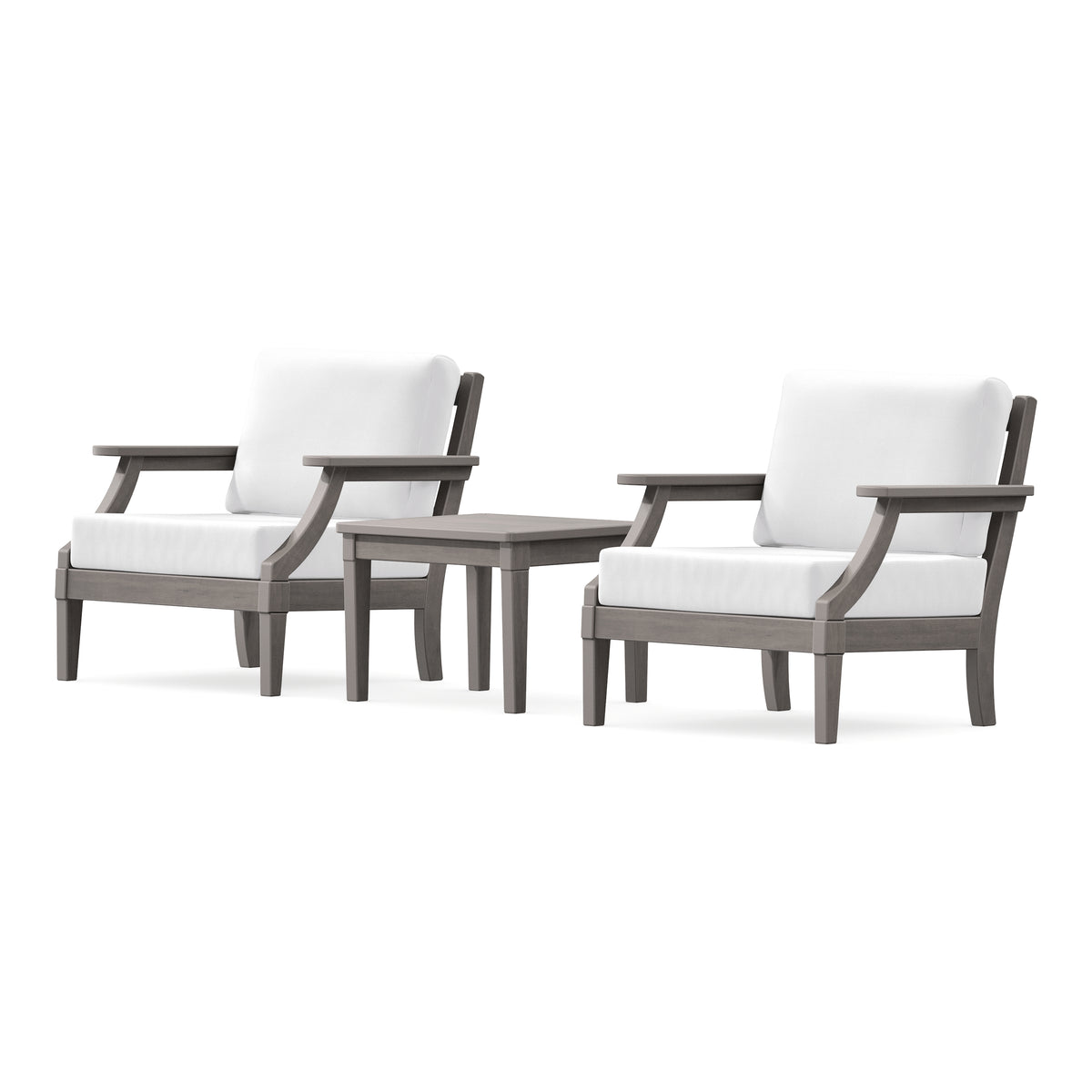 POLYWOOD PW Designer Series Estate 3-Piece Lounge Chair Set in Driftwood / Natural