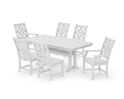 POLYWOOD Wovendale 7-Piece Dining Set with Trestle Legs in Vintage White
