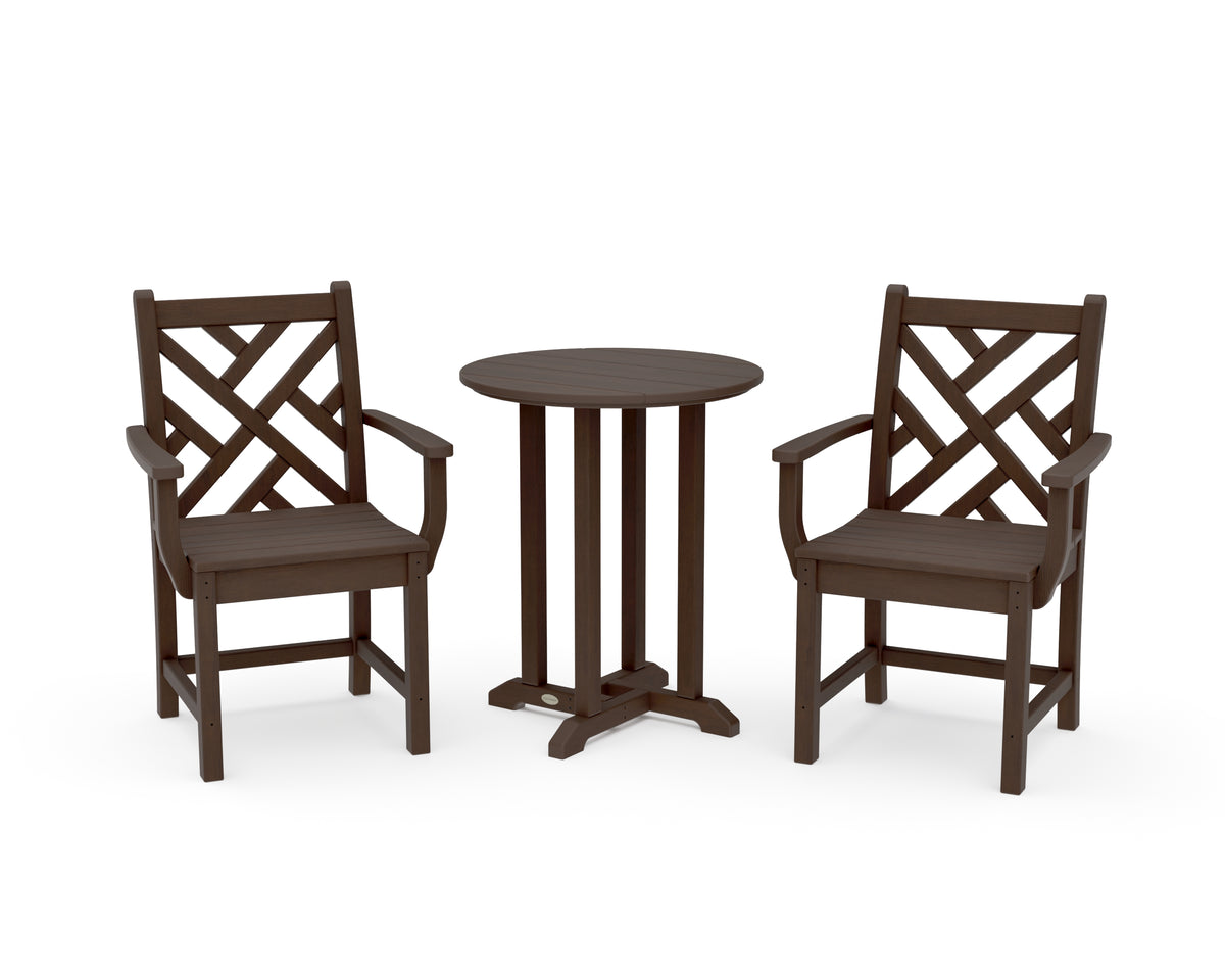 POLYWOOD Chippendale 3-Piece Round Bistro Dining Set in Kona