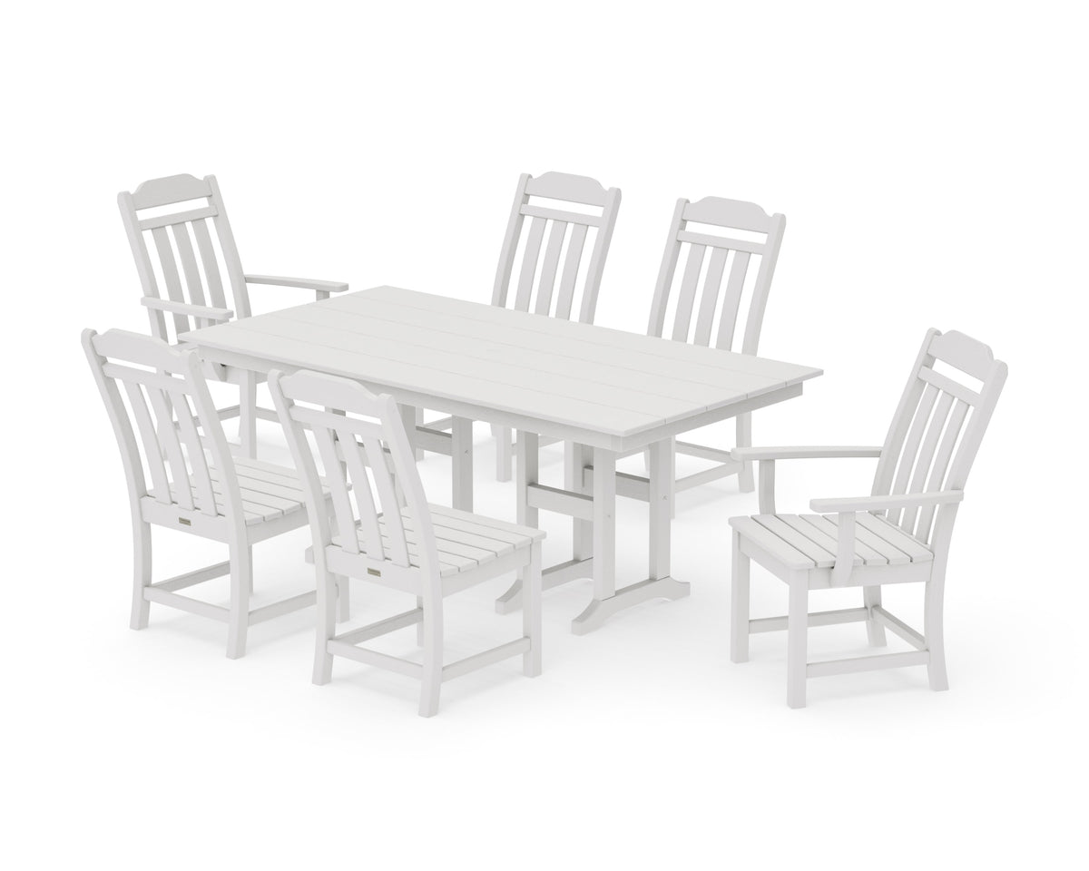 POLYWOOD Cottage 7-Piece Farmhouse Dining Set in Vintage White