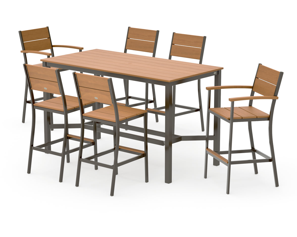 POLYWOOD Main Street 7-Piece Bar Set in Bronze / Natural