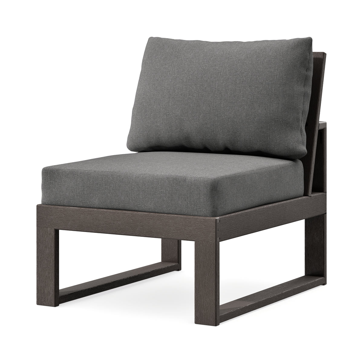 POLYWOOD Modular Armless Chair in Vintage Coffee / Ash Charcoal
