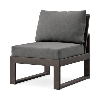 POLYWOOD Modular Armless Chair in Vintage Coffee / Ash Charcoal