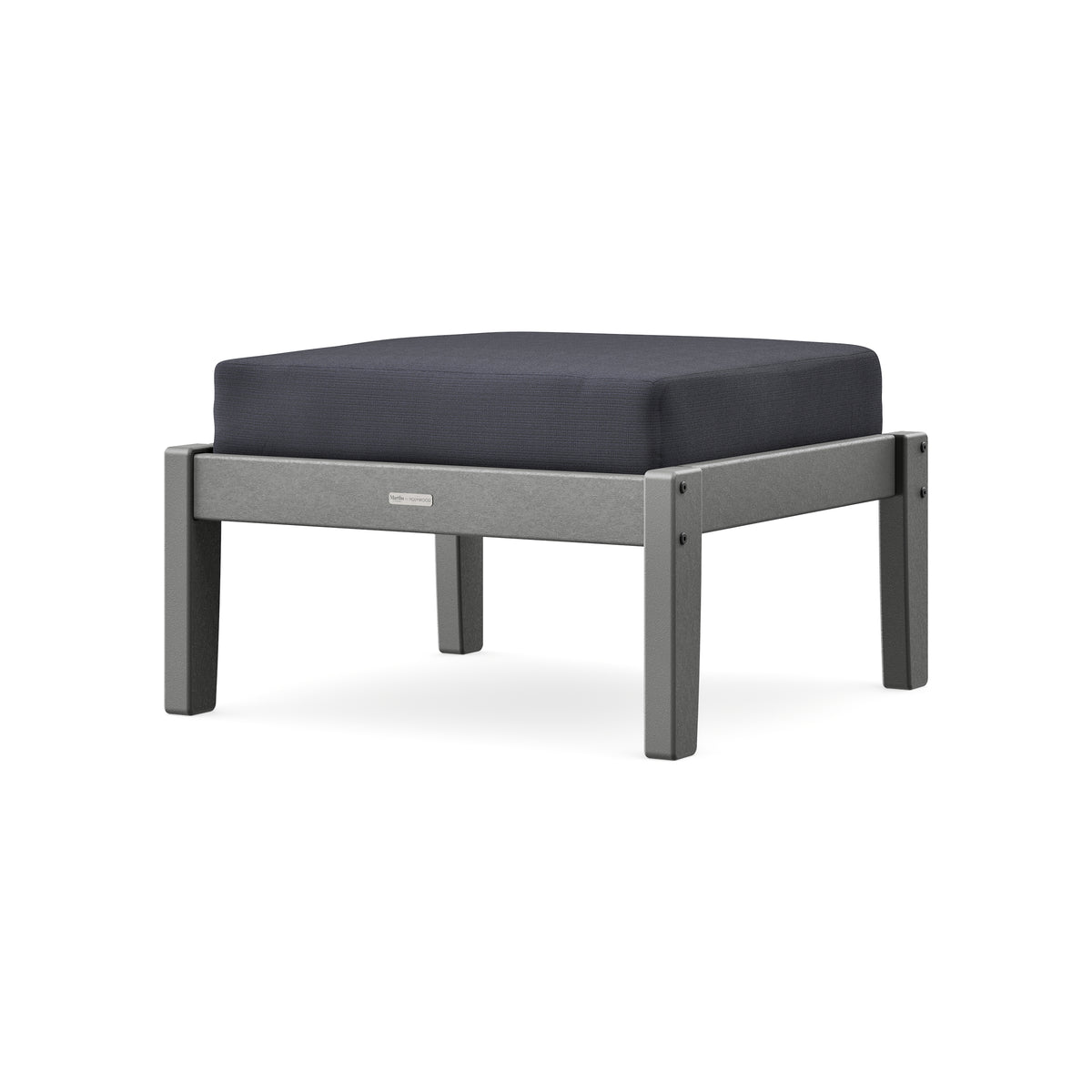 POLYWOOD Chinoiserie Deep Seating Ottoman in Slate Grey / Midnight Linen