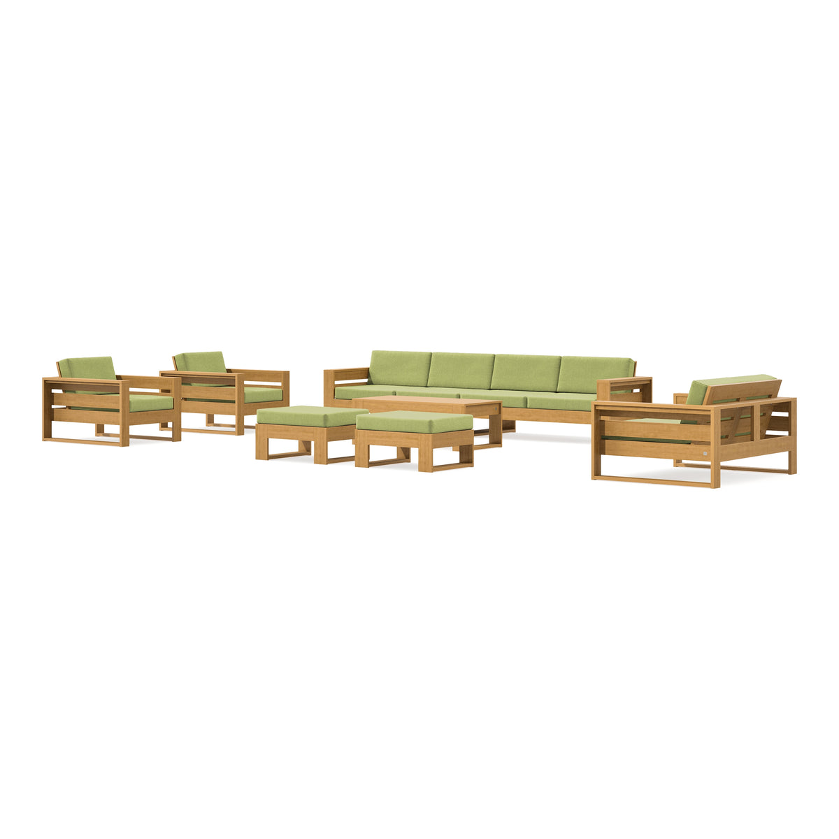 POLYWOOD PW Designer Series Latitude 8-Piece Lounge Sofa Set in Natural / Chartreuse Boucle
