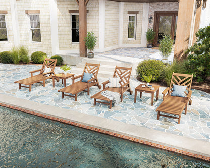 POLYWOOD Chippendale 6-Piece Chaise Set with Arms and Wheels in an outdoor setting
