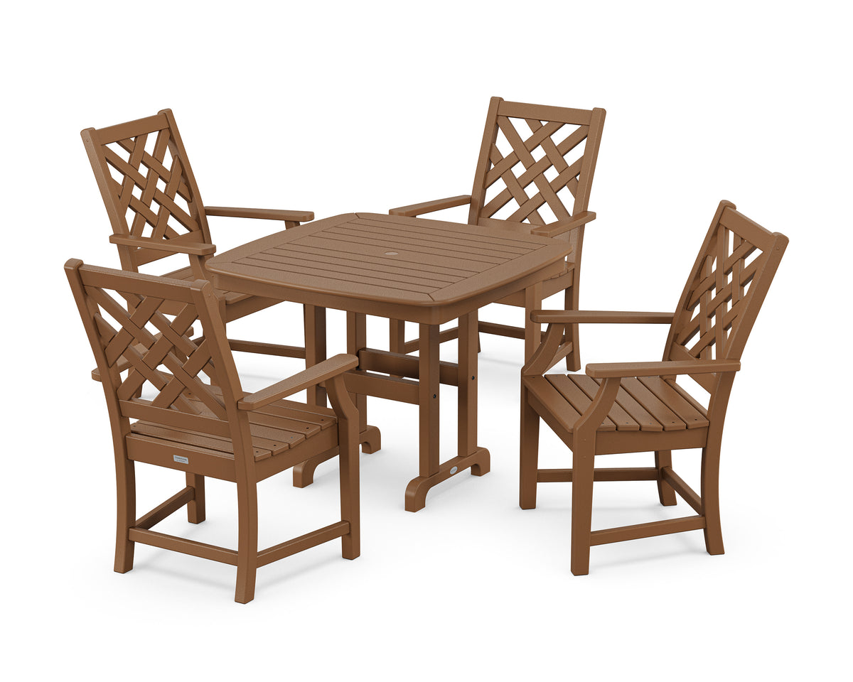 POLYWOOD Wovendale 5-Piece Dining Set in Teak