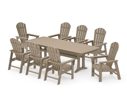 POLYWOOD South Beach 9-Piece Dining Set with Trestle Legs in Vintage Sahara