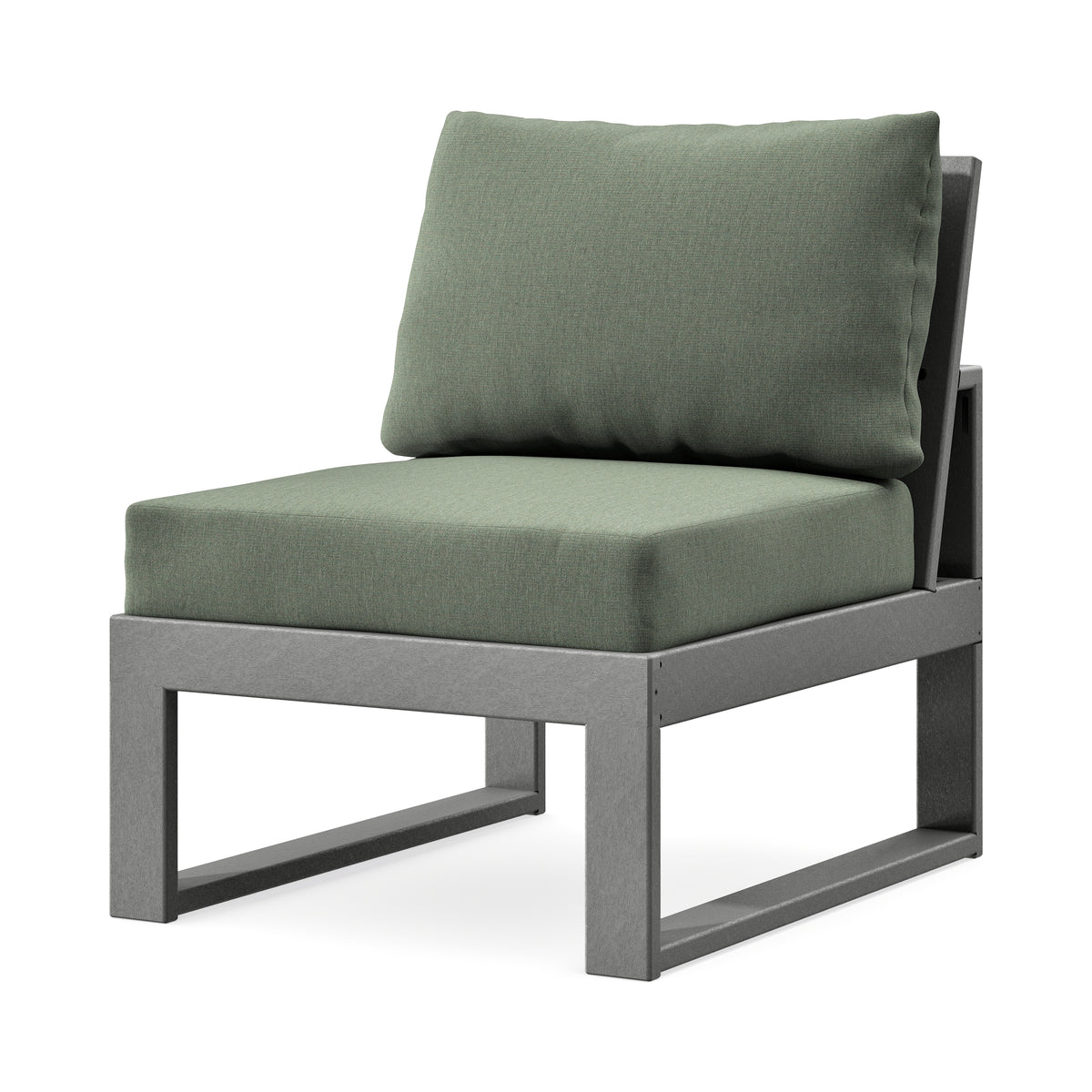 POLYWOOD Modular Armless Chair in Slate Grey / Cast Sage