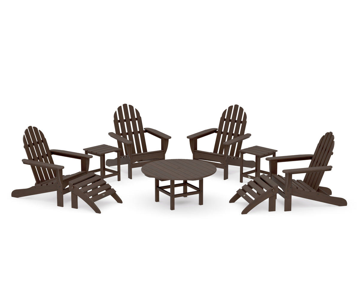 POLYWOOD Classic Adirondack Chair 9-Piece Conversation Set in Kona