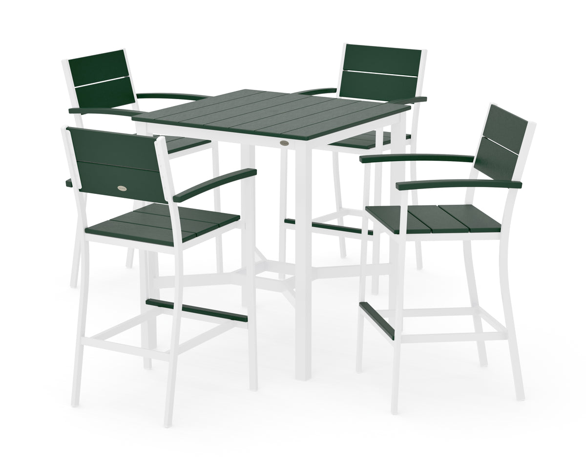 POLYWOOD Main Street 5-Piece Bar Set in White / Green