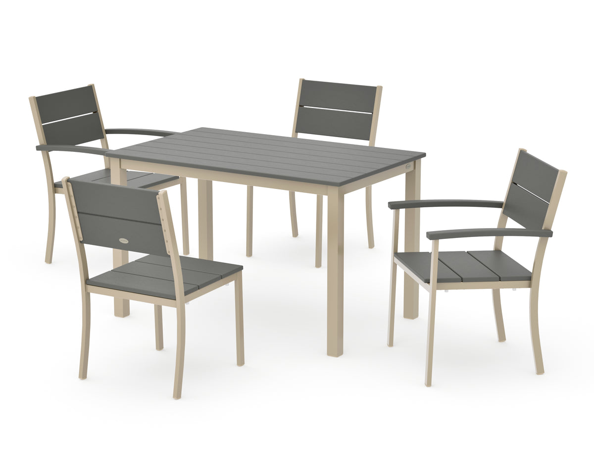 POLYWOOD Main Street 5-Piece Dining Set with Main Street 30 x 48 Dining Table in Sand / Slate Grey