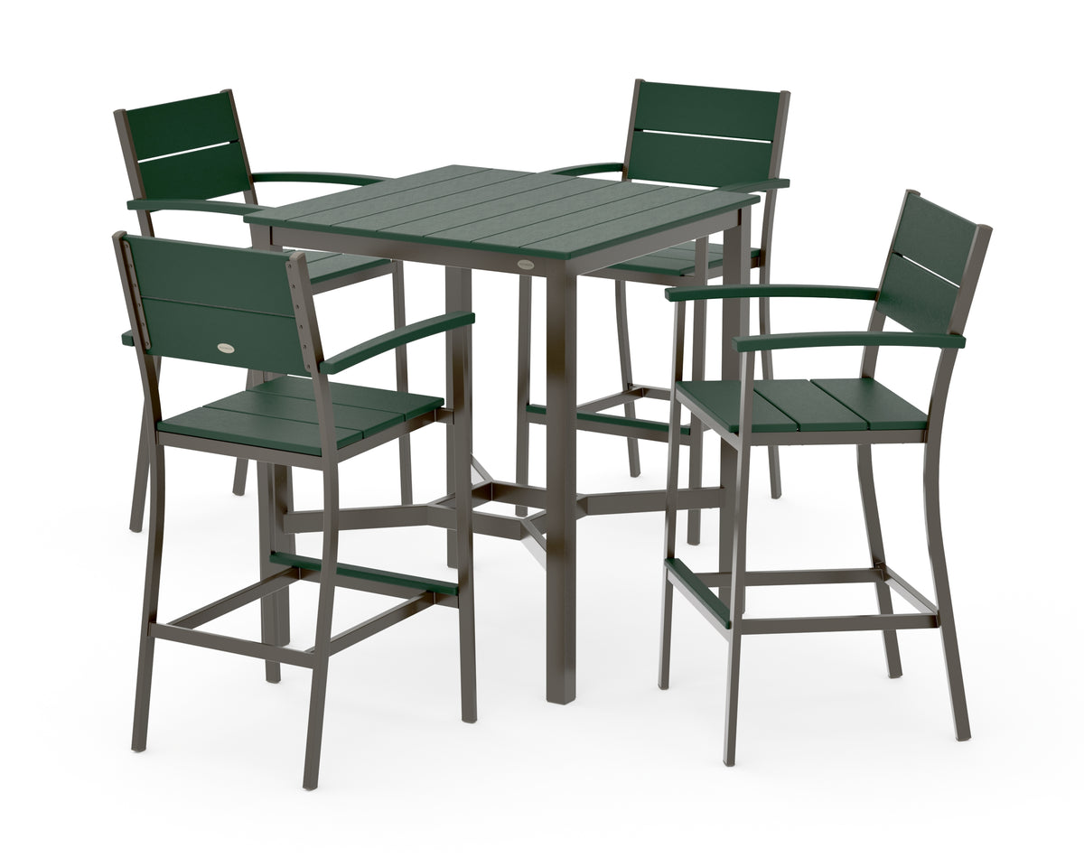 POLYWOOD Main Street 5-Piece Bar Set in Bronze / Green