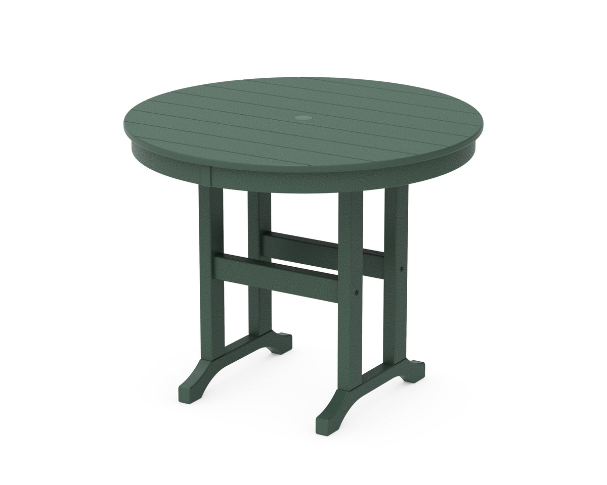 POLYWOOD 36" Round Farmhouse Dining Table in Green