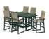POLYWOOD EDGE Woven Highback Arm Chair 7-Piece Bar Set in Green / Dune Grass