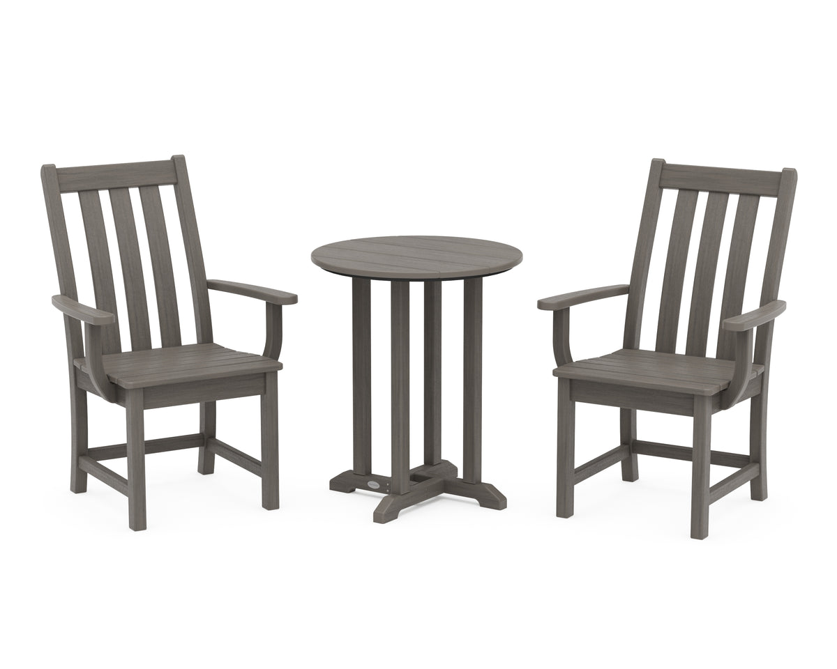 POLYWOOD Vineyard 3-Piece Round Bistro Dining Set in Driftwood