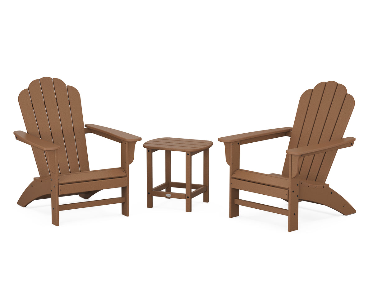 POLYWOOD Country Living Cottage Adirondack Chair 3-Piece Set in Teak