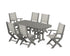 POLYWOOD Coastal Folding Chair 7-Piece Dining Set in Slate Grey / Birch