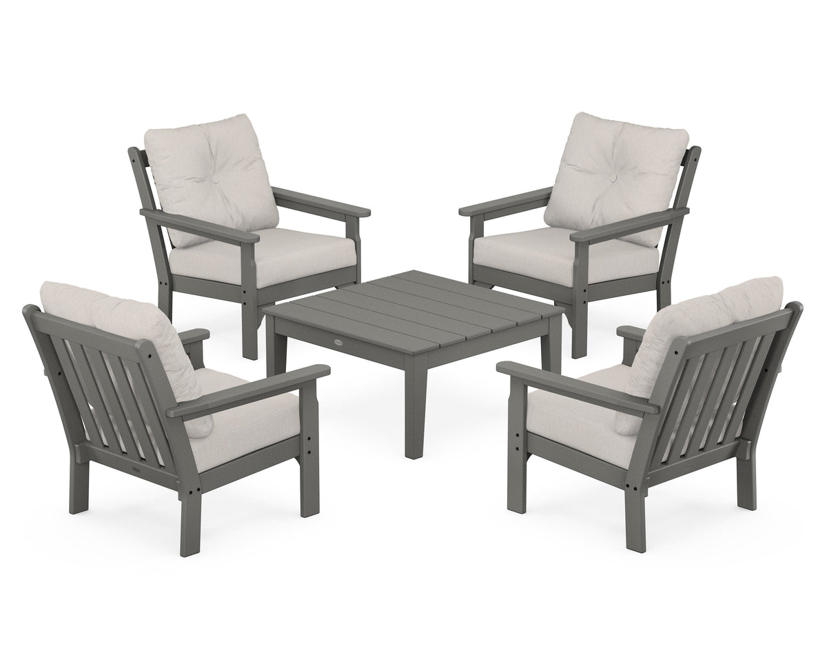 POLYWOOD Vineyard 5-Piece Deep Seating Conversation Set in Slate Grey / Cast Ash