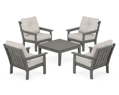 POLYWOOD Vineyard 5-Piece Deep Seating Conversation Set in Slate Grey / Cast Ash