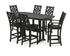POLYWOOD Country Living Wovendale 7-Piece Bar Set with Trestle Legs in Black