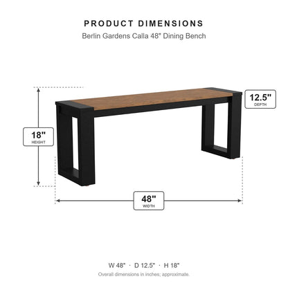 Berlin Gardens Calla 48" Dining Bench dimensions: 48 in W x 12.5 in D x 18 in H