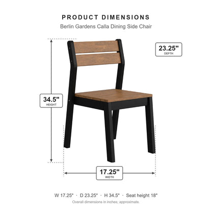 Berlin Gardens Calla Dining Side Chair dimensions: 17.25 in W x 23.25 in D x 34.5 in H