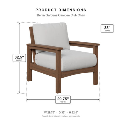 Berlin Gardens Camden Club Chair dimensions: 29.75 in W x 33 in D x 32.5 in H