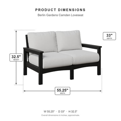 Berlin Gardens Camden Loveseat dimensions: 55.25 in W x 33 in D x 32.5 in H