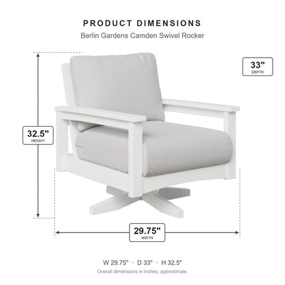 Berlin Gardens Camden Swivel Rocker dimensions: 29.75 in W x 33 in D x 32.5 in H