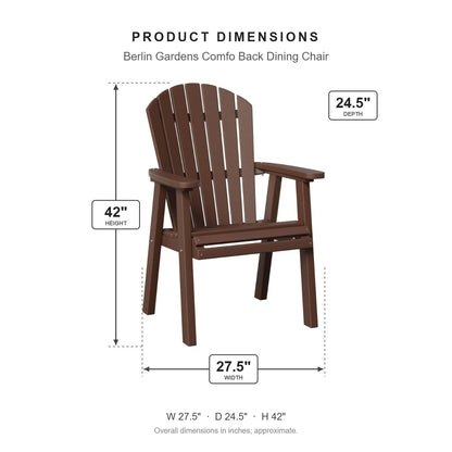 Berlin Gardens Comfo Back Dining Chair dimensions: 27.5 in W x 24.5 in D x 42 in H