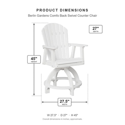 Berlin Gardens Comfo Back Swivel Counter Chair dimensions: 27.5 in W x 27 in D x 45 in H