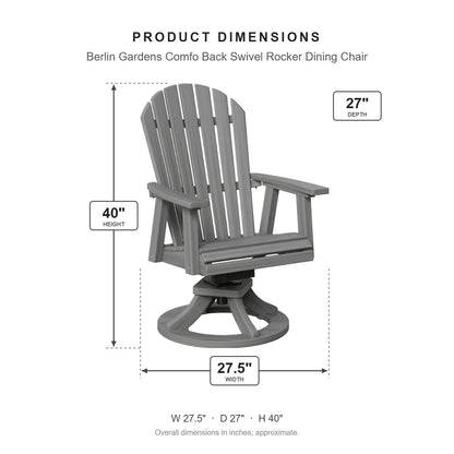 Berlin Gardens Comfo Back Swivel Rocker Dining Chair dimensions