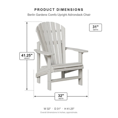 Berlin Gardens Comfo Upright Adirondack Chair dimensions: 32 in W x 31 in D x 41.25 in H