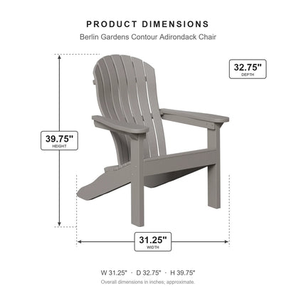 Berlin Gardens Contour Adirondack Chair dimensions: 31.25 in W x 32.75 in D x 39.75 in H