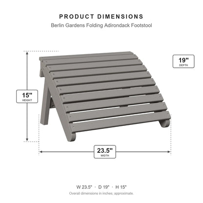 Berlin Gardens Folding Adirondack Footstool dimensions: 23.5 in W x 19 in D x 15 in H
