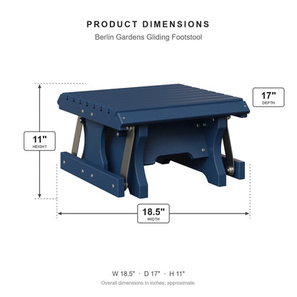 Berlin Gardens Gliding Footstool dimensions: 18.5 in W x 17 in D x 11 in H