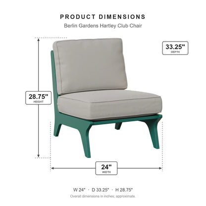 Berlin Gardens Hartley Club Chair dimensions: 24 in W x 33.25 in D x 28.75 in H